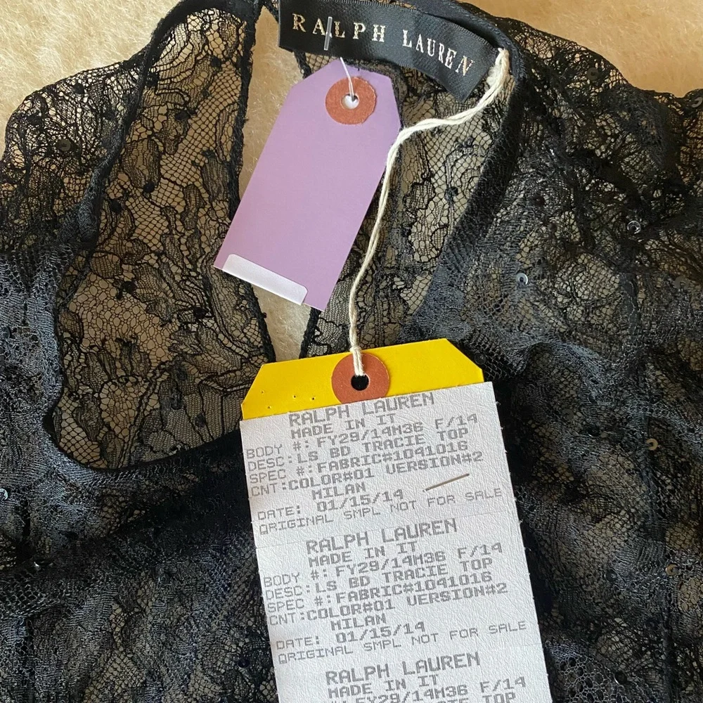 Ralph Lauren black label Black Tracie lace top with sequins. Size S - Picture 5 of 6